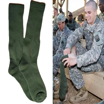 1 Пара мужских зеленых спортивных носков в стиле милитари, армейские чулки, утепленные Длинные шерстяные походные носки, тонкие теплые носки для походов на открытом воздухе