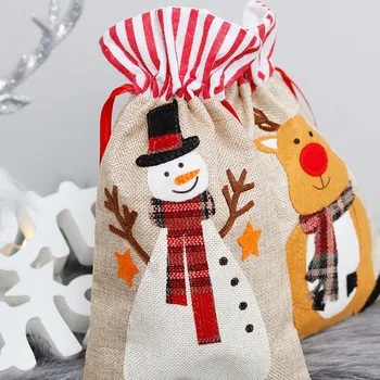 1 шт. Рождественский подарочный пакет, холщовая сумка для хранения, сумка на шнурке, подарочный пакет для конфет, упаковочная коробка, упаковка