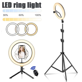 10-дюймовая светодиодная кольцевая лампа для селфи с дистанционным управлением для фотосъемки с 50-сантиметровым штативом для ламп Tiktok Youtube Live Video