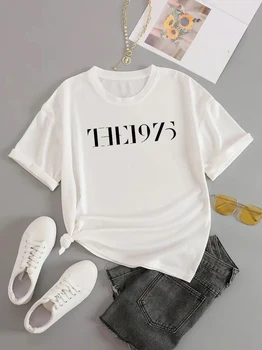 100% Хлопок, женская футболка с буквенным принтом 1975 года, хлопковая повседневная рубашка для леди, футболка для девочек, 7 цветов, прямая поставка