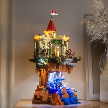 1044ШТ Строительный блок Cliff Castle, кирпичи средневековой архитектуры со светодиодным комплектом, игрушки для сборки своими руками, подарок для детей и взрослых