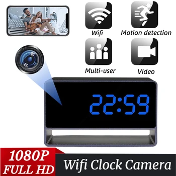 1080P Full HD Мини-Камера Беспроводная WIFI Камера-Часы Ночного Видения Обнаружение Движения Домашняя Безопасность Няня Камера Будильник Камера