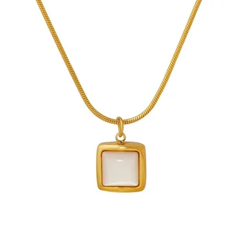 18-Каратный позолоченный кулон кубической формы, белое ожерелье в виде ракушки, ювелирные изделия