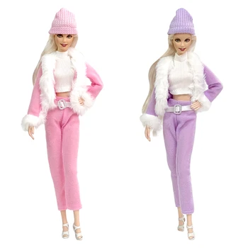 2 комплекта современной одежды, повседневная одежда, костюм + ШЛЯПА + Жилет + брюки, женская праздничная одежда для куклы Барби, Аксессуары, Детские игрушки