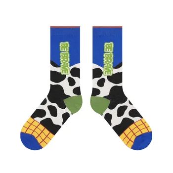 2 пары женских коротких носков в стиле харадзюку с мультяшными коровьими пятнами, Милые женские носки в стиле харадзюку из хлопка