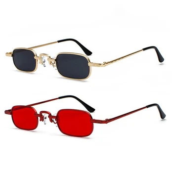 2 предмета Ретро-панк-очков, прозрачные квадратные солнцезащитные очки, женские ретро-солнцезащитные очки, мужские, металлическая оправа, черный серый + золотой и красный