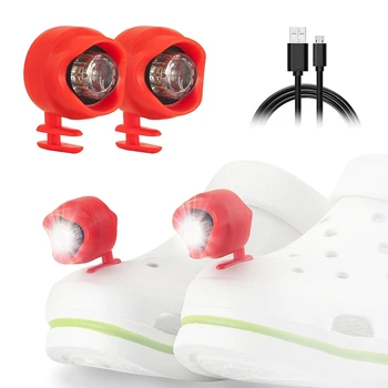 2 шт. Перезаряжаемый светильник для обуви, 3 режима освещения в темноте Для выгула собак, удобный кемпинг Красный