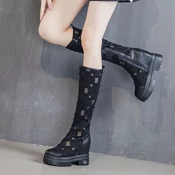2021 г., черные, белые сапоги до середины икры, женские весенне-осенние тонкие ботинки на высоком каблуке, женские модные сапоги с увеличенным внутренним отверстием