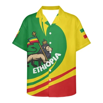 2022 Весенне-летняя мужская рубашка с принтом Африканского флага, короткий рукав, V-образный вырез, рубашка большого размера, мужская рубашка Harajuku