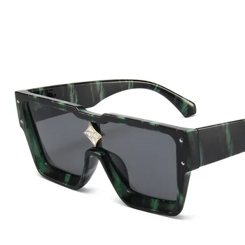 2022 Новые цельные персонализированные солнцезащитные очки в большой оправе с бриллиантовой инкрустацией, женские модные очки для уличной съемки UV400