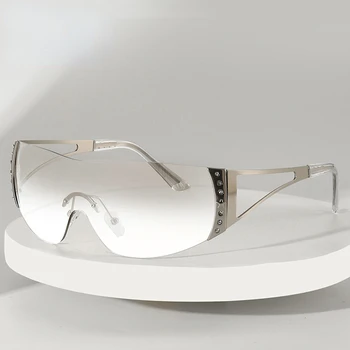 2022 Новый тренд Y2K Бескаркасные солнцезащитные очки для мужчин и женщин с водным бриллиантом, соединяющие очки роскошного дизайнерского бренда