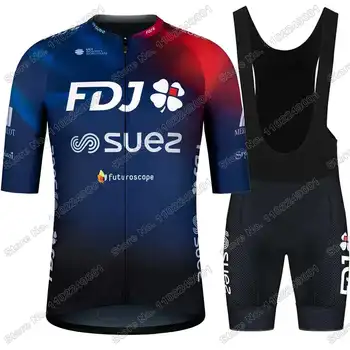 2023 FDJ Suez Велоспорт Джерси Комплект Мужская Женская Велосипедная Одежда France Team Road Bike Рубашки Костюм Велосипедный Нагрудник Шорты MTB Maillot