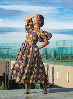 2023 Африканские платья для женщин Летняя мода Африканское Длинное платье с принтом из полиэстера с коротким рукавом, платье Макси с принтом в Африканском стиле