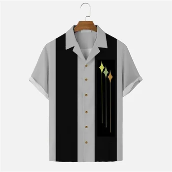 2023 Гавайские рубашки Мужские простые повседневные летние рубашки Мужские рубашки топы с короткими рукавами Модные футболки в стиле ретро для мужчин Пляжная вечеринка