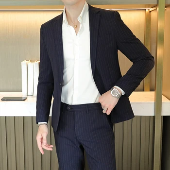 2023 Мужская одежда высокого класса (блейзер + брюки в западном стиле) Британский свадебный костюм, модный деловой повседневный тренд, красивый блейзер, комплект из двух предметов