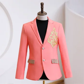 2023 Мужской повседневный костюм Pink Court для певца, ведущего свадьбы, студийной фотосъемки, сценического костюма