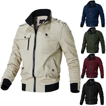 2023 Новая куртка, мужская куртка, деловая Повседневная модная мужская молодежная хлопковая куртка со стоячим воротником, весенне-осенний тренд, куртка