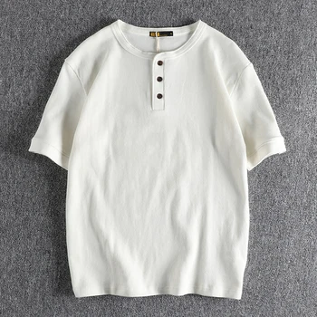 2023 новое поступление, мужская футболка Henry neck с короткими рукавами, однотонная футболка с короткими рукавами, футболка 106