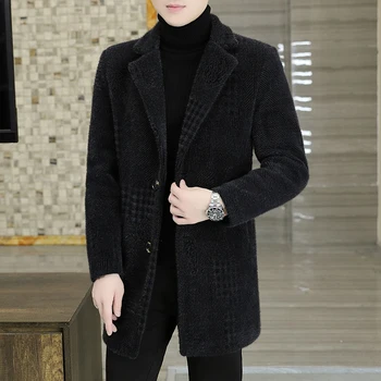 2023 Осень и зима, новая мужская корейская версия шерстяного пальто средней длины в британском стиле, повседневное тонкое модное повседневное шерстяное пальто, пальто