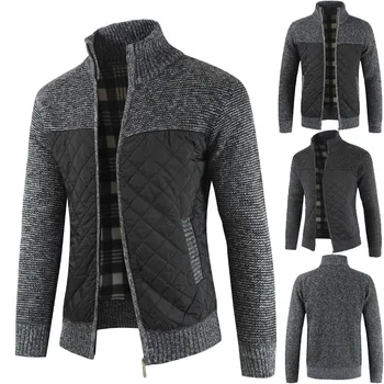 2023 Плюшевый плед контрастного цвета в клетку, модный вязаный свитер, европейский и американский мужской свитер, пальто