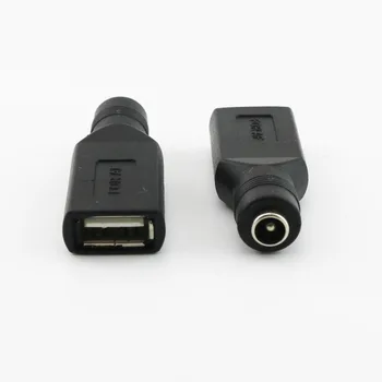 20x Разъем USB от 2.0 A до 5.5 мм x 2.1 мм Разъем адаптера преобразователя питания постоянного тока для зарядного устройства Прямой черный