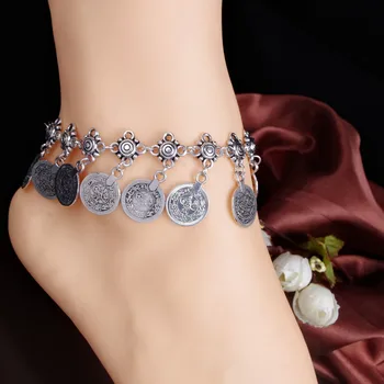 2шт Модное украшение для ног в виде монеты -браслет на ножку для женщин