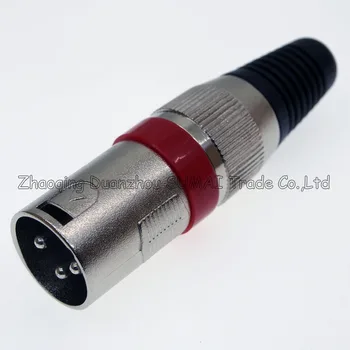 3-контактный разъем для аудиомикрофона CANNON KTV XLR, 3-контактный штекер для микрофона J3P XLR, серебристый с красным кольцом