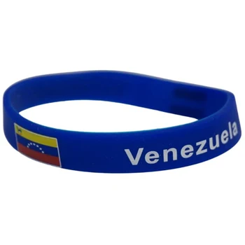 300шт Флаги стран Венесуэла Синие Резиновые браслеты Силиконовые Браслеты