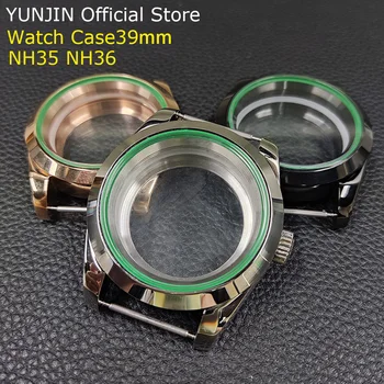 39 мм зеленое кольцо для часов Стальной корпус из нержавеющей стали полированный корпус из минерального стекла подходит для NH35 NH36