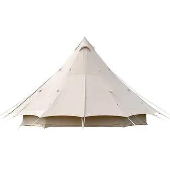 4-сезонная водонепроницаемая хлопковая парусина для большого семейного лагеря бежевого цвета, палатка-колокольчик, охотничья настенная палатка