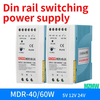 40 Вт 60 Вт Промышленный Импульсный источник питания на DIN-рейке 5 В 12 В 24 В переменного/постоянного тока с Одним Выходом Светодиодный Источник освещения MDR-40-12 MDR-60-24