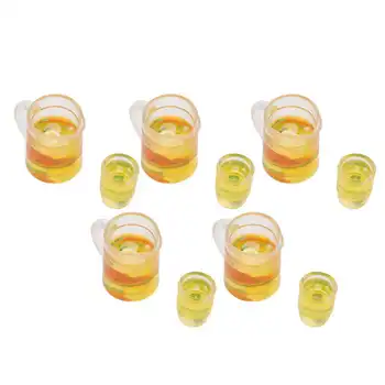 5 комплектов чашек для кукольного домика в милом стиле из смолы, миниатюрные бутылочки для напитков 