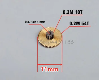 5 шт./лот Высококачественная медная шестерня 0,3 М 10 Т + 0,2 М 54 Т с модулем OD 3,7 мм, толщиной 1,1 мм.