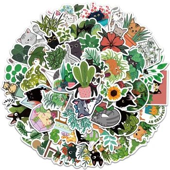 50 шт. Художественные наклейки Wind Forest с мультяшными животными и растениями, граффити, наклейки для DIY ноутбука, телефона, гитары