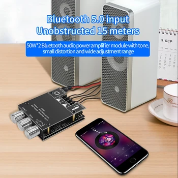 50Wx2 Bluetooth 5.0 Беспроводной аудио Цифровой усилитель мощности Стерео плата Bluetooth Amp Amplificador использование телефона