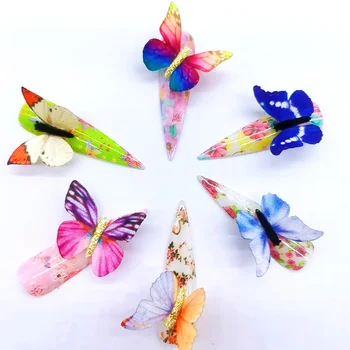 50шт 3D Красочные Подвески для ногтей с бабочками Блестящие Помпоны-бабочки Стразы для дизайна ногтей Аксессуары Kawaii Nail Decorati 2022 Новинка