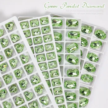 5шт высококачественных водяных бриллиантов Зеленая серия Кристалл Алмаза для ногтей Горный хрусталь 3D Без исправлений Украшение для ногтей DIY Инструмент