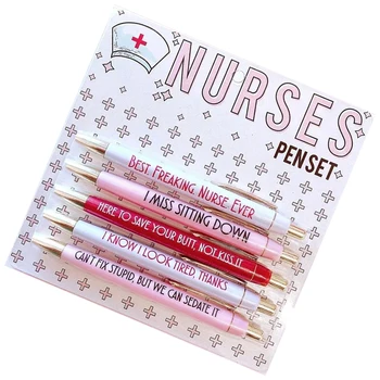 5ШТ Забавных ручек для медсестер, надежная шариковая ручка с милым буквенным принтом для выражения вашего чувства юмора