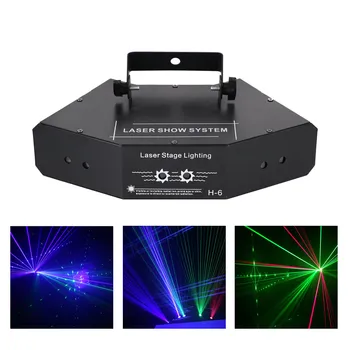 6 Линз RGB с 24 узорами и точками, матричная лампа с эффектом сетки лучей, проектор для праздничной вечеринки, DJ Диско-шоу, DMX Лазерные сценические светильники B-X6