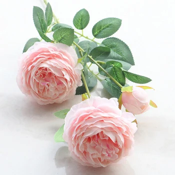 60 см Белые пионы Искусственный цветок Пион Шелковый букет цветов Искусственный цветок для украшения свадебного дома Роза с 3 головками