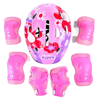 7 шт. Велосипедный шлем, коньки, защита баланса, комплект шлемов для девочек 5-13 лет, езда на скейтборде, Велоспорт, велосипедный шлем