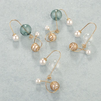 AENSOA Pearl Crystal, Стеклянный шар ручной работы, висячие серьги, Модный кулон, Асимметричные серьги-пузыри, Ювелирный подарок для женщин