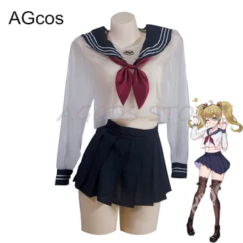 AGCOS Оригинальный дизайн школьной формы JK, костюм моряка, топ + юбка, женское милое прозрачное платье JK, сексуальный косплей