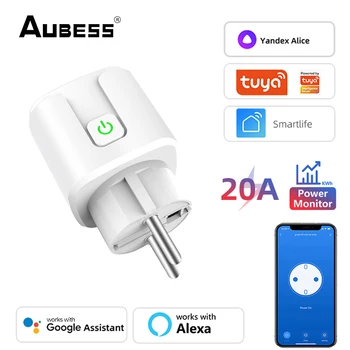 AUBESS EU WiFi Tuya Smart Plug 16A/20A Power Monitor Беспроводная Розетка Smart Life Работает С Alexa Google Home Яндекс Алиса