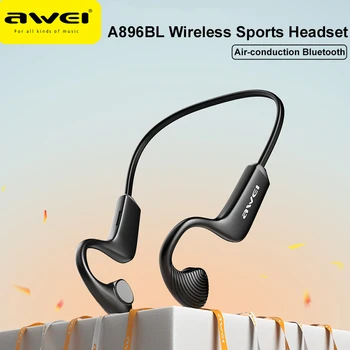 Awei A896BL Спортивная гарнитура с воздушной проводимостью, беспроводные Bluetooth-наушники-вкладыши, водонепроницаемый шейный платок с микрофоном, наушники Type-C