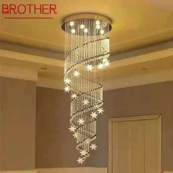 BROTHER Современный роскошный хрустальный подвесной светильник, светодиодная винтажная креативная вилла, люстра для дома, гостиная, лестница