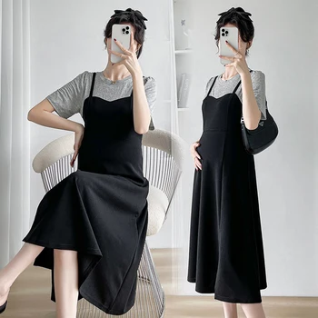 C43175 # Платье для беременных, цельный многослойный вид, Женские платья, дизайн в стиле пэчворк, Одежда для беременных, платье с цветным блоком для беременных
