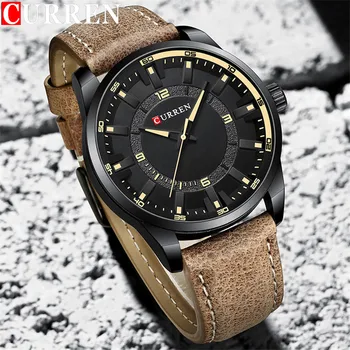 CURREN Sport Классические мужские часы Топ люксовый бренд Модные военные мужские часы из натуральной кожи Спортивные кварцевые мужские наручные часы 8390