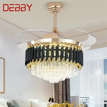 DEBBY Новый потолочный вентилятор, невидимая роскошная Хрустальная светодиодная лампа с дистанционным управлением, современная для дома