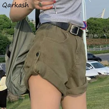 Denim Shorts Women Distressed High Waist Vintage Summer Korean Style Fashion All-match Basic Tender Casual Шорты Женские Летние